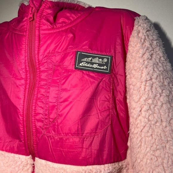 Eddie Bauer Girls Faur Fur Zip up jacket/hoodie NWT size 10/12, pink - Picture 3 of 9